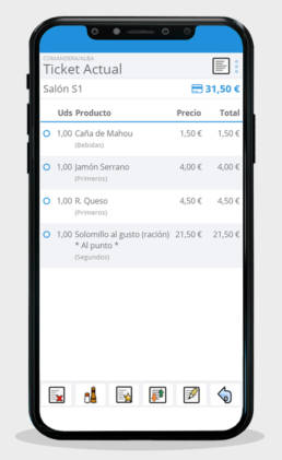 Pantalla ticket actual